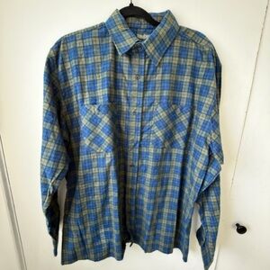 Blue & Olive Plaid Flannel Shirt | Vacation Brand | L | PNW Cozy